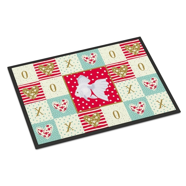 Carolines Treasures 18 x 27 in. Ryukin Goldfish Love Indoor or Outdoor Mat CK5477MAT - main